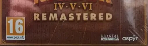 Tomb Raider IV-VI Remastered, the PEGI square on its front
