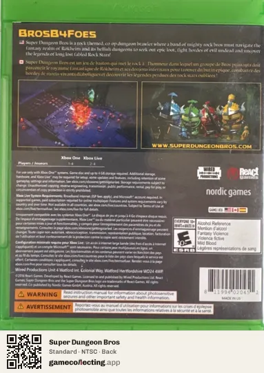 Super Dungeon Bros Xbox One, NTSC box back
