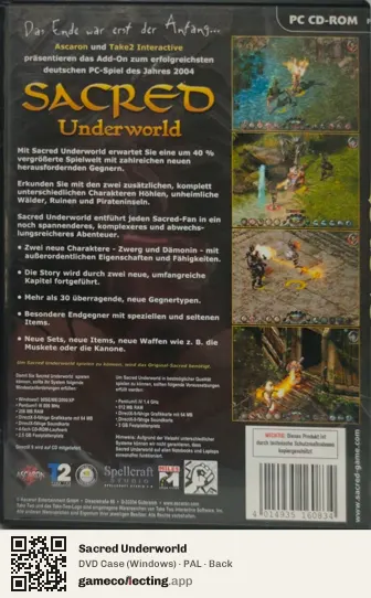 Sacred Underworld Computer, PAL box back