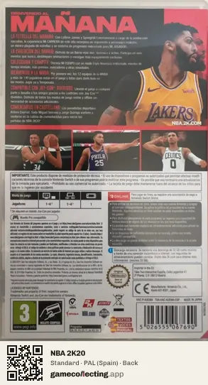 NBA 2K20 Nintendo Switch, Spain box back
