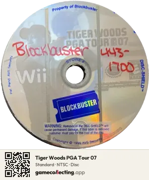 Tiger Woods PGA Tour 07 Nintendo Wii, NTSC disc
