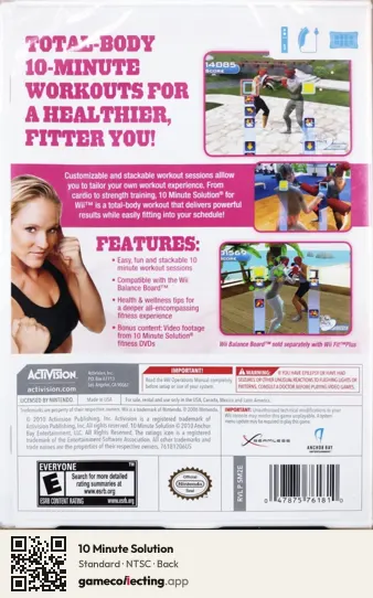 10 Minute Solution Nintendo Wii, NTSC box back
