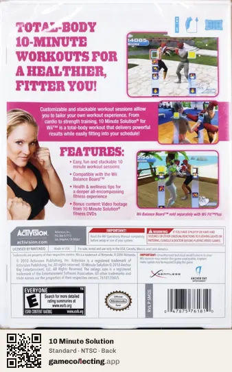 10 Minute Solution Nintendo Wii, NTSC box back
