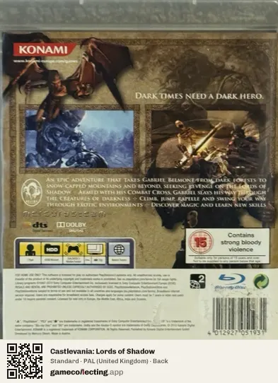 Castlevania: Lords of Shadow PlayStation 3, United Kingdom box back
