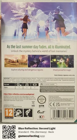 Blue Reflection: Second Light Nintendo Switch, Germany box back