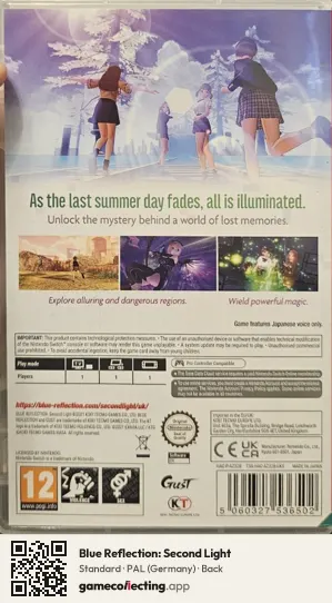 Blue Reflection: Second Light Nintendo Switch, Germany box back