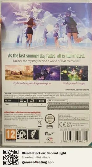Blue Reflection: Second Light Nintendo Switch, PAL box back
