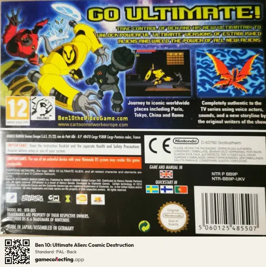 Ben 10: Ultimate Alien: Cosmic Destruction Nintendo DS, PAL box back