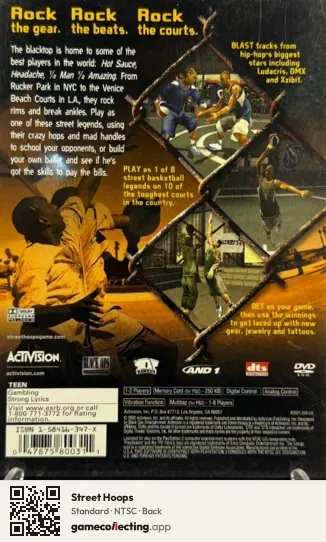 Street Hoops PlayStation 2, NTSC box back
