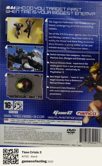 Time Crisis 3 PlayStation 2, NTSC box back