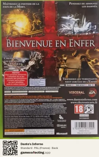 Dante's Inferno Xbox 360, France box back