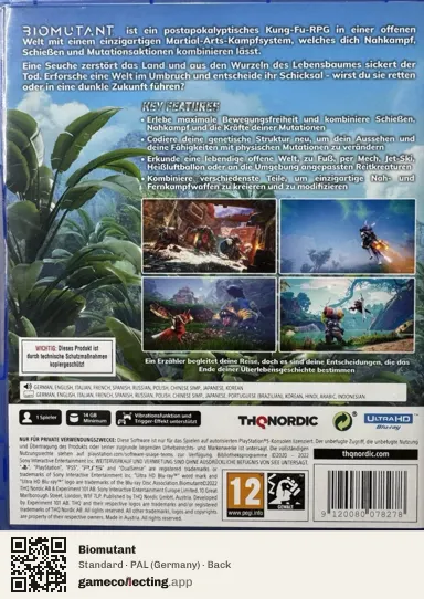 Biomutant PlayStation 5, Germany box back