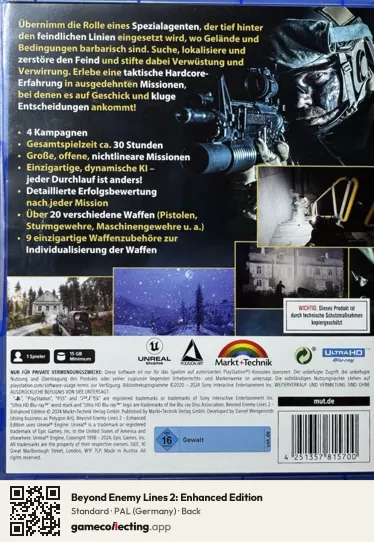 Beyond Enemy Lines 2: Enhanced Edition PlayStation 5, Germany box back