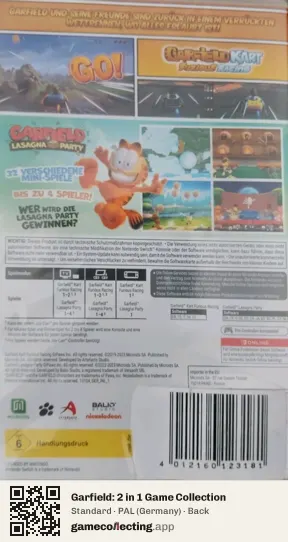 Garfield: 2 in 1 Game Collection Nintendo Switch, Germany box back
