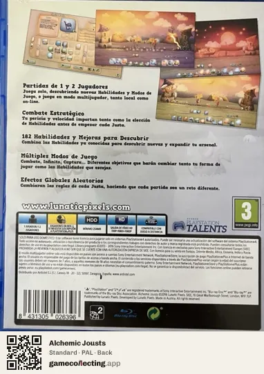 Alchemic Jousts PlayStation 4, PAL box back