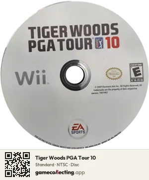 Tiger Woods PGA Tour 10 Nintendo Wii, NTSC disc