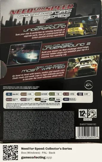 Need for Speed: Collector's Series Computer, PAL box back