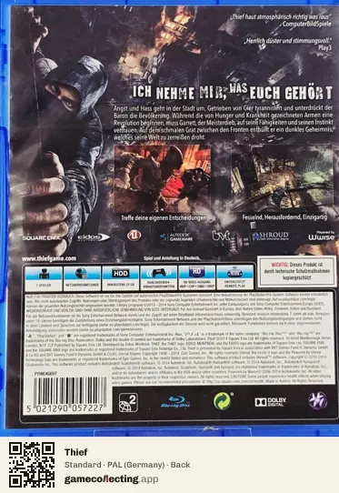 Thief PlayStation 4, Germany box back