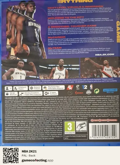 NBA 2K21 PlayStation 5, PAL box back