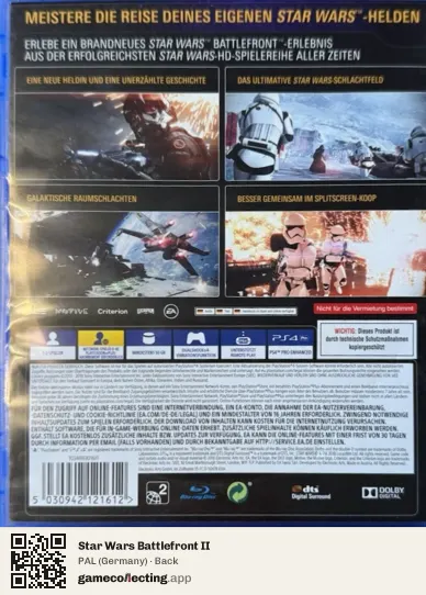 Star Wars Battlefront II PlayStation 4, Germany box back