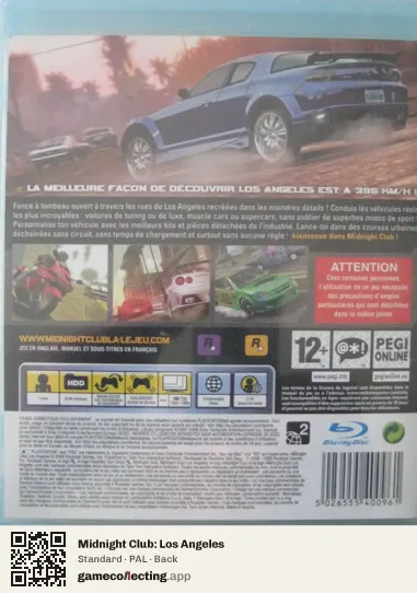 Midnight Club: Los Angeles PlayStation 3, PAL box back