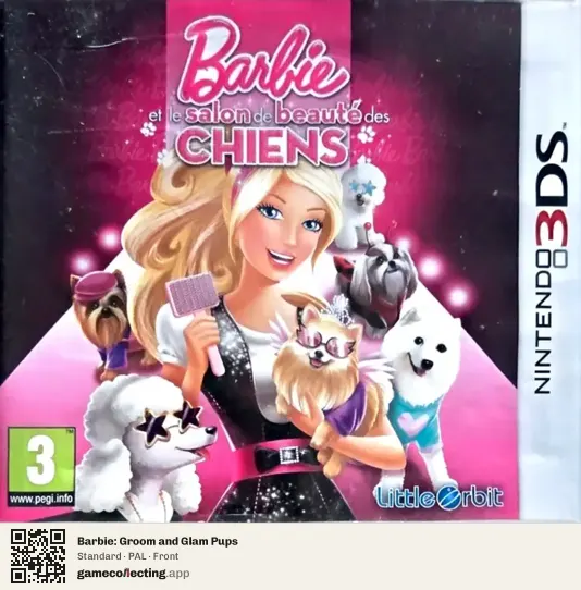 Barbie: Groom and Glam Pups Nintendo 3DS, PAL box front