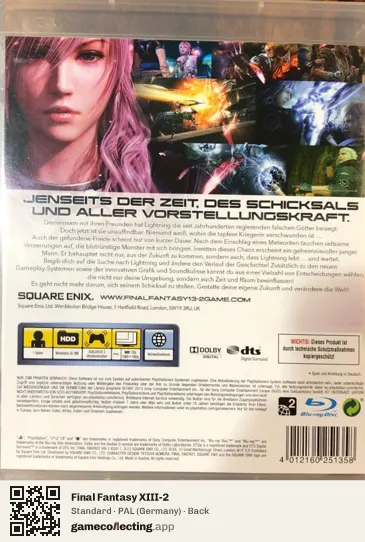 Final Fantasy XIII-2 PlayStation 3, Germany box back