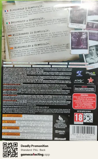 Deadly Premonition Xbox 360, PAL box back