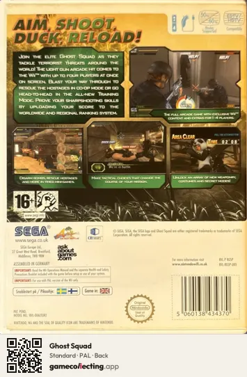 Ghost Squad Nintendo Wii, PAL box back