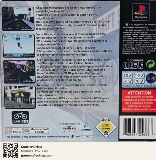 Courier Crisis PlayStation, PAL box back