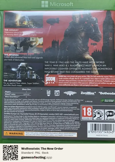 Wolfenstein: The New Order Xbox One, PAL box back