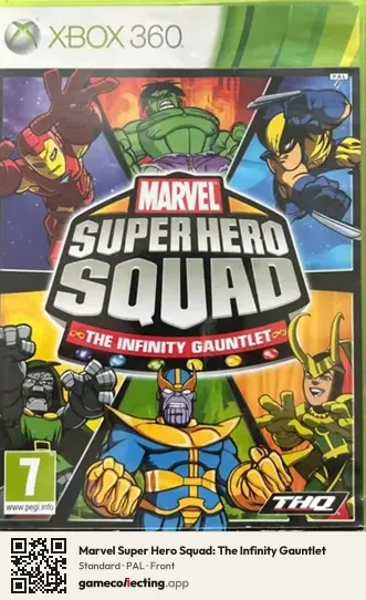 Marvel Super Hero Squad: The Infinity Gauntlet Xbox 360, PAL box front