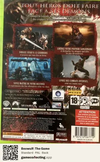 Beowulf: The Game Xbox 360, PAL box back