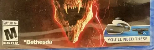 Doom VFR, the ESRB box on its front