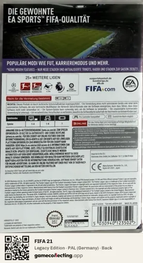 FIFA 21 Nintendo Switch, Germany box back