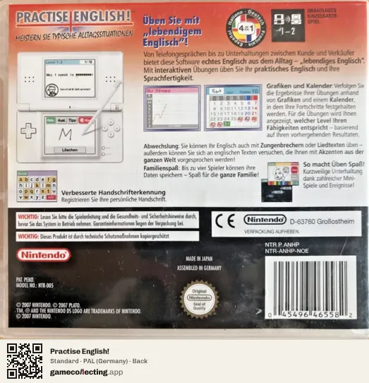 Practise English! Nintendo DS, Germany box back