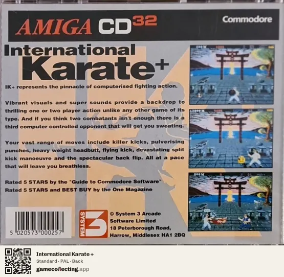 International Karate + Amiga CD32, PAL box back