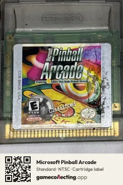 Microsoft Pinball Arcade Game Boy Color, NTSC cartridge label