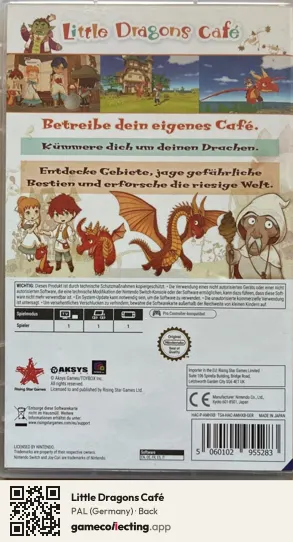 Little Dragons Café Nintendo Switch, Germany box back