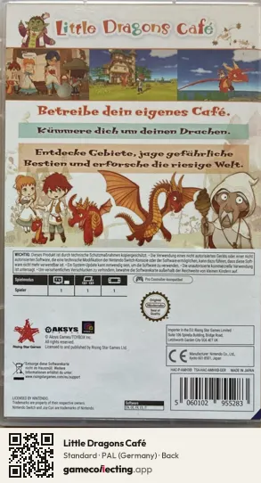 Little Dragons Café Nintendo Switch, Germany box back