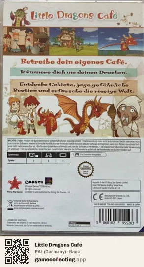 Little Dragons Café Nintendo Switch, Germany box back