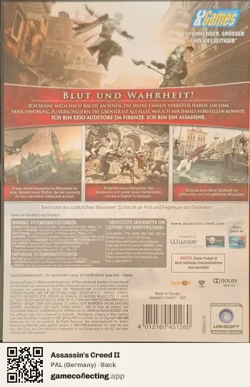 Assassin's Creed II Computer, Germany box back