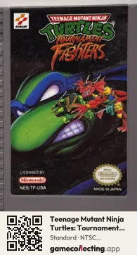 Teenage Mutant Ninja Turtles: Tournament Fighters Nintendo Entertainment System, NTSC cartridge label