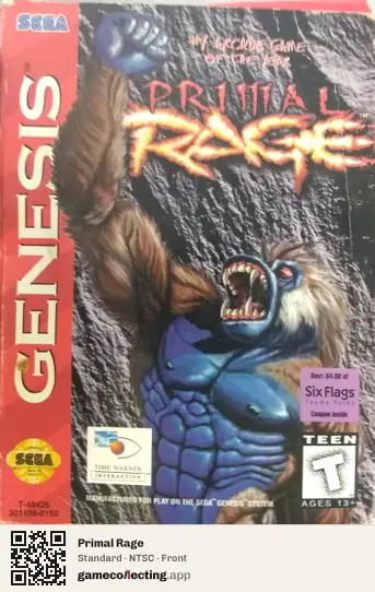Primal Rage Sega Mega Drive / Genesis, NTSC box front