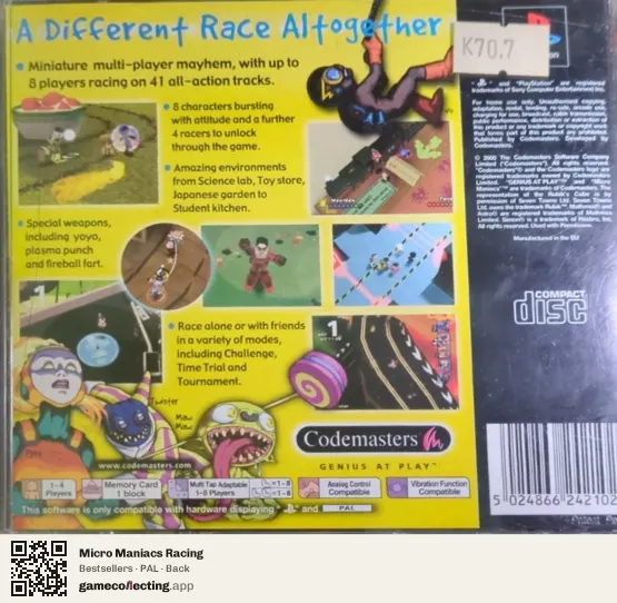 Micro Maniacs Racing PlayStation, PAL box back