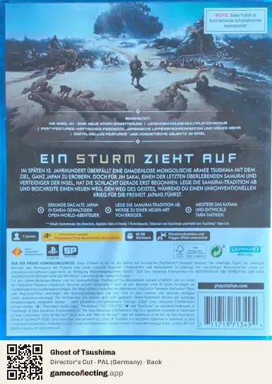 Ghost of Tsushima PlayStation 5, Germany box back