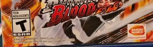 One Piece: Burning Blood, the ESRB box on its front