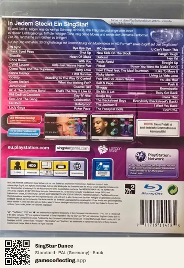 SingStar Dance PlayStation 3, Germany box back