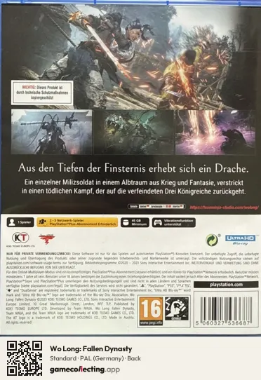 Wo Long: Fallen Dynasty PlayStation 5, Germany box back