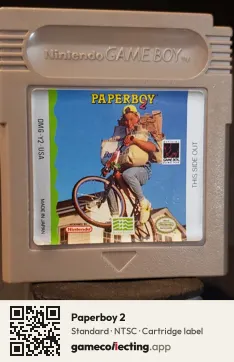 Paperboy 2 Game Boy, NTSC cartridge label